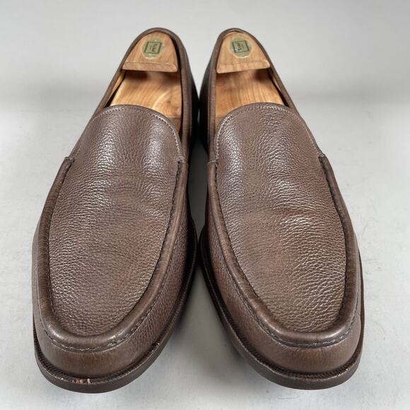 Gravati Men’s Size 10.5 Brown Pebbled Leather Slip On Moc Toe Loafers Dress Shoe - Picture 2 of 9